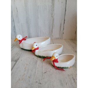 Duck shaped bowl planter vintage ceramic white set unique‎ goose